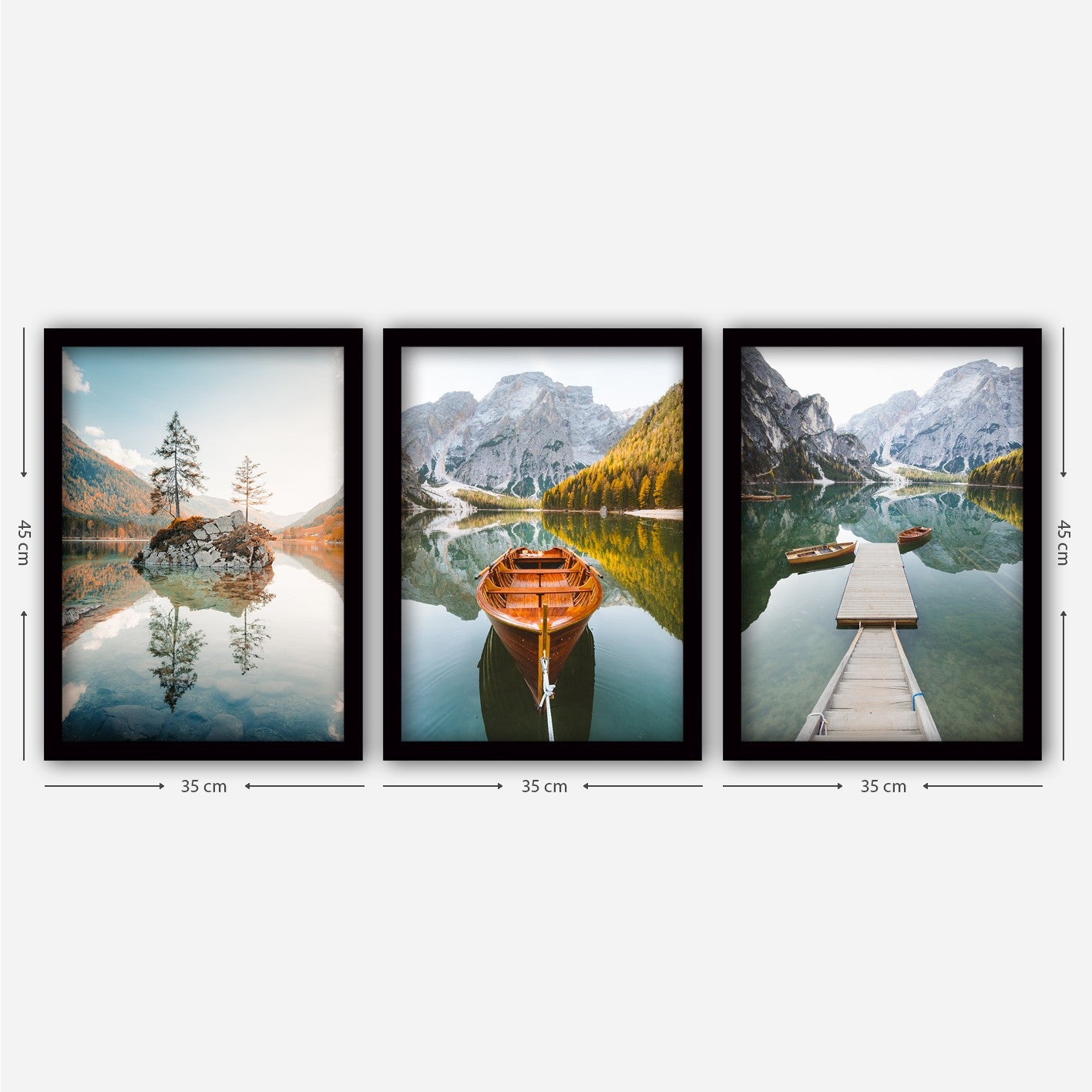 Conjunto elegante de pinturas decorativas emolduradas (3 peças), 35 x 45 cm | 100% MDF, 2 cm de espessura, moldura de plástico durável | Perfeito para decoração de casa e espaços modernos