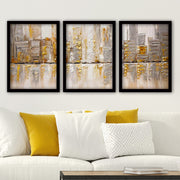 Pinturas Decorativas Elegantes em Moldura (3 Peças), 35 x 45 cm | 100% MDF, 2 cm de Espessura | Arte de Parede Elegante para Decoração de Casa e Escritório, Artista Anônimo
