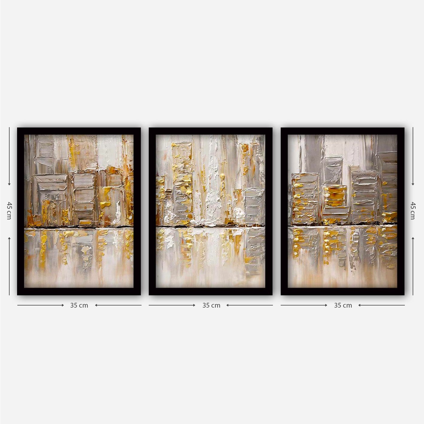 Pinturas Decorativas Elegantes em Moldura (3 Peças), 35 x 45 cm | 100% MDF, 2 cm de Espessura | Arte de Parede Elegante para Decoração de Casa e Escritório, Artista Anônimo