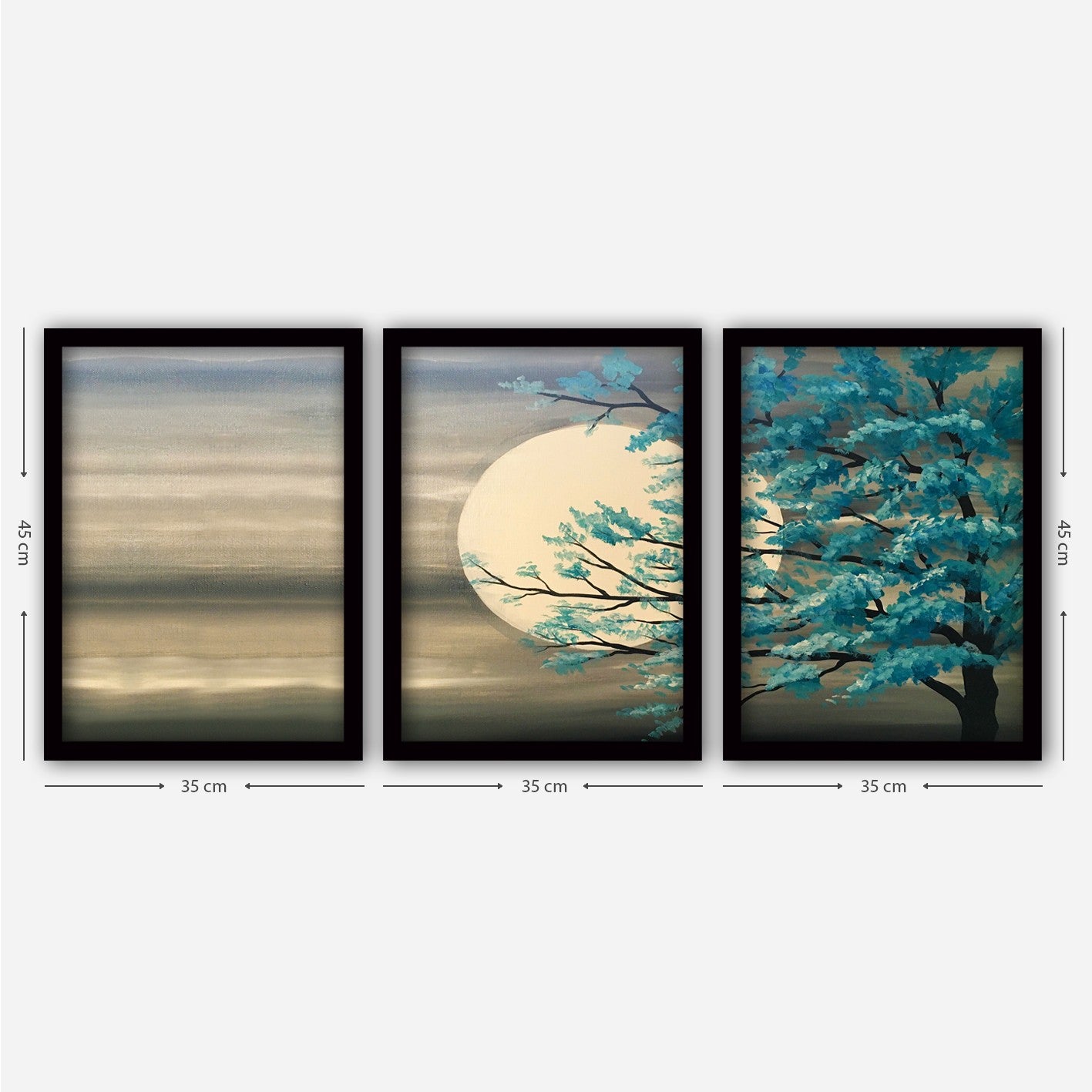 Pinturas Decorativas Elegantes em Moldura (3 Peças), 35 x 45 cm | 100% MDF, 2 cm de Espessura | Arte de Parede Elegante para Decoração de Casa e Escritório, Artista Anônimo