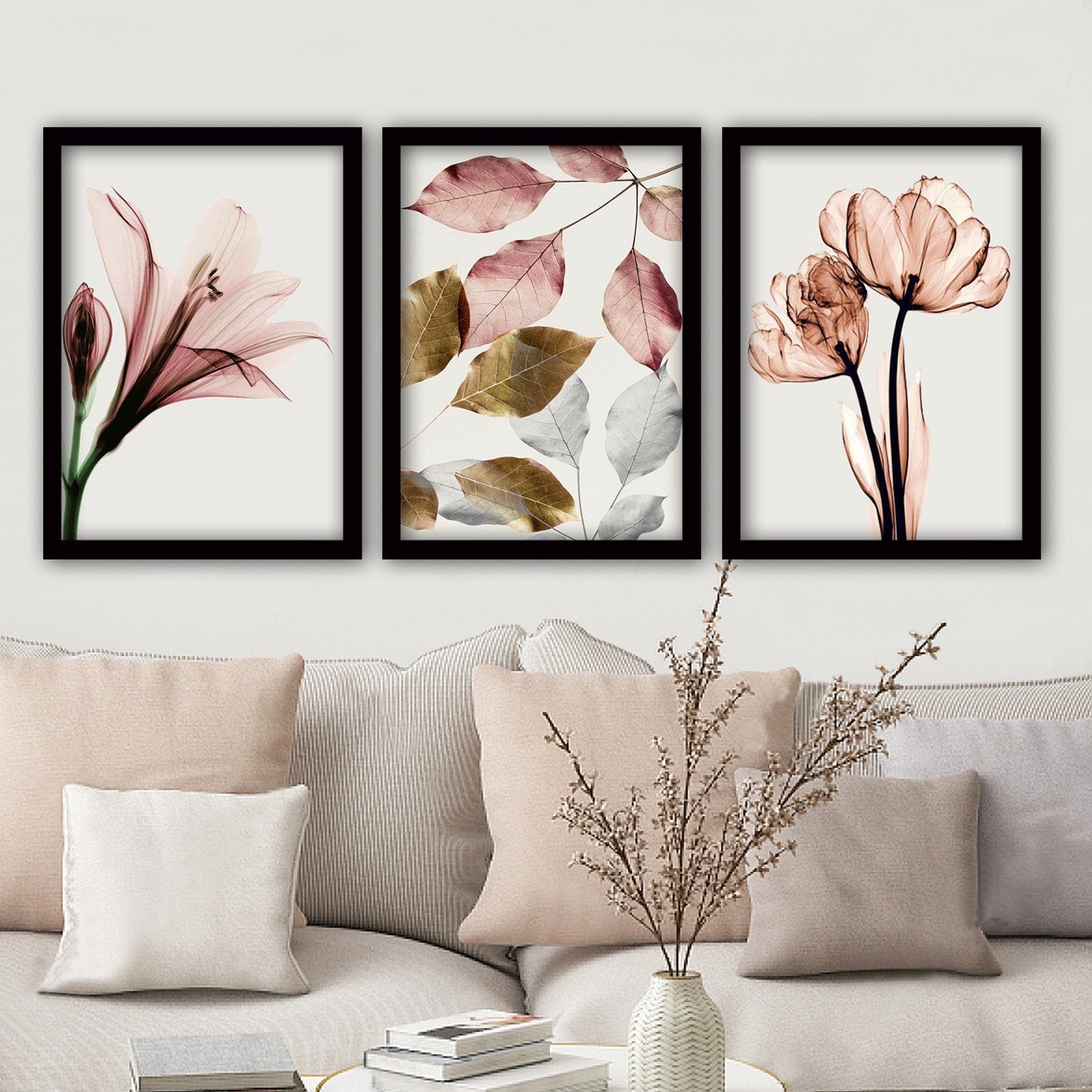 Pinturas Decorativas Elegantes em Moldura (3 Peças), 35 x 45 cm | 100% MDF, 2 cm de Espessura | Arte de Parede Elegante para Decoração de Casa e Escritório, Artista Anônimo