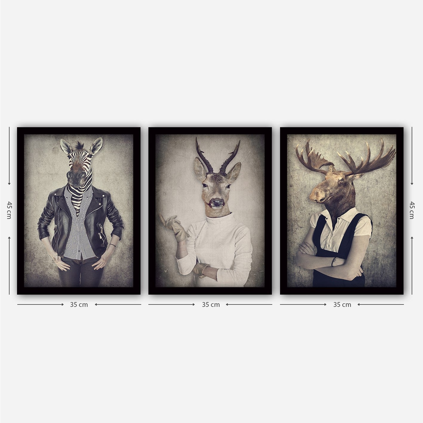 Pinturas Decorativas Elegantes em Moldura (3 Peças), 35 x 45 cm | 100% MDF, 2 cm de Espessura | Arte de Parede Elegante para Decoração de Casa e Escritório, Artista Anônimo