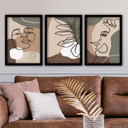 Conjunto elegante de pinturas decorativas emolduradas (3 peças), 35 x 45 cm | 100% MDF, 2 cm de espessura, moldura de plástico durável | Perfeito para decoração de casa e espaços modernos