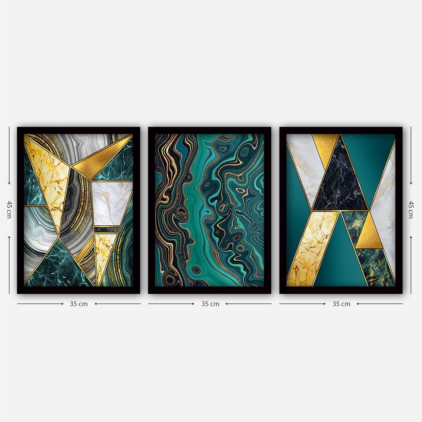 Pinturas Decorativas Elegantes em Moldura (3 Peças), 35 x 45 cm | 100% MDF, 2 cm de Espessura | Arte de Parede Elegante para Decoração de Casa e Escritório, Artista Anônimo