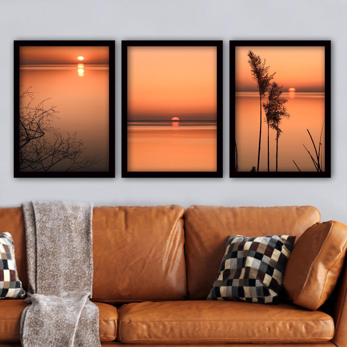 Conjunto elegante de pinturas decorativas emolduradas (3 peças), 35 x 45 cm | 100% MDF, 2 cm de espessura, moldura de plástico durável | Perfeito para decoração de casa e espaços modernos