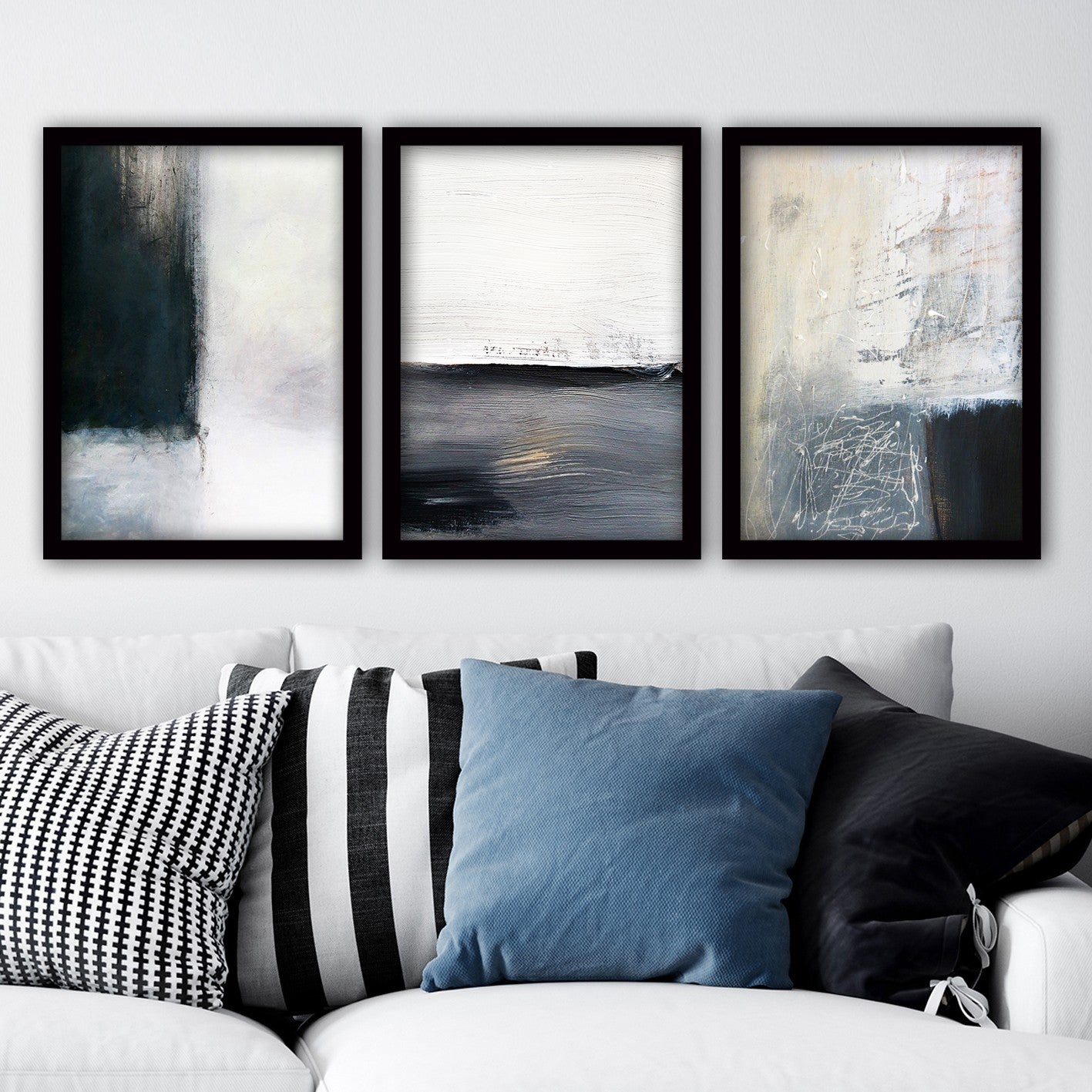 Conjunto elegante de pinturas decorativas emolduradas (3 peças), 35 x 45 cm | 100% MDF, 2 cm de espessura, moldura de plástico durável | Perfeito para decoração de casa e espaços modernos