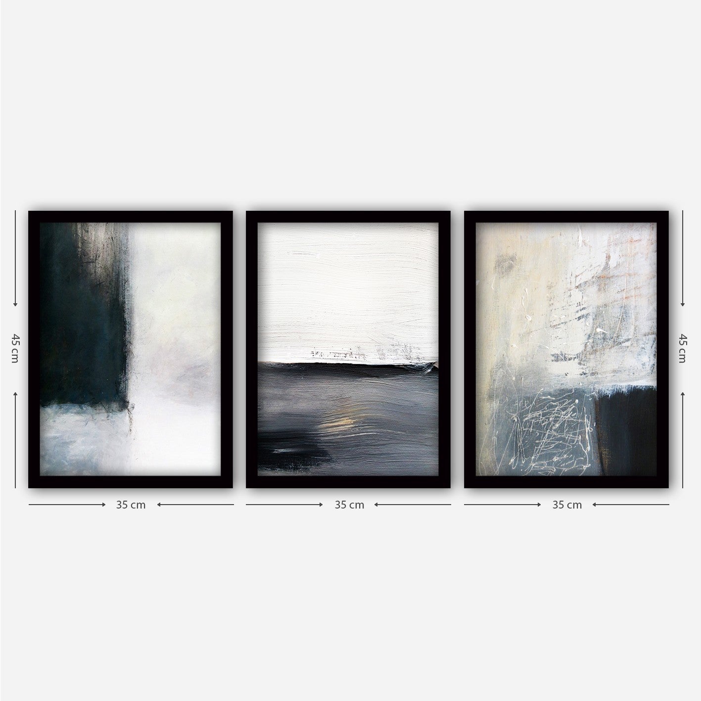 Conjunto elegante de pinturas decorativas emolduradas (3 peças), 35 x 45 cm | 100% MDF, 2 cm de espessura, moldura de plástico durável | Perfeito para decoração de casa e espaços modernos