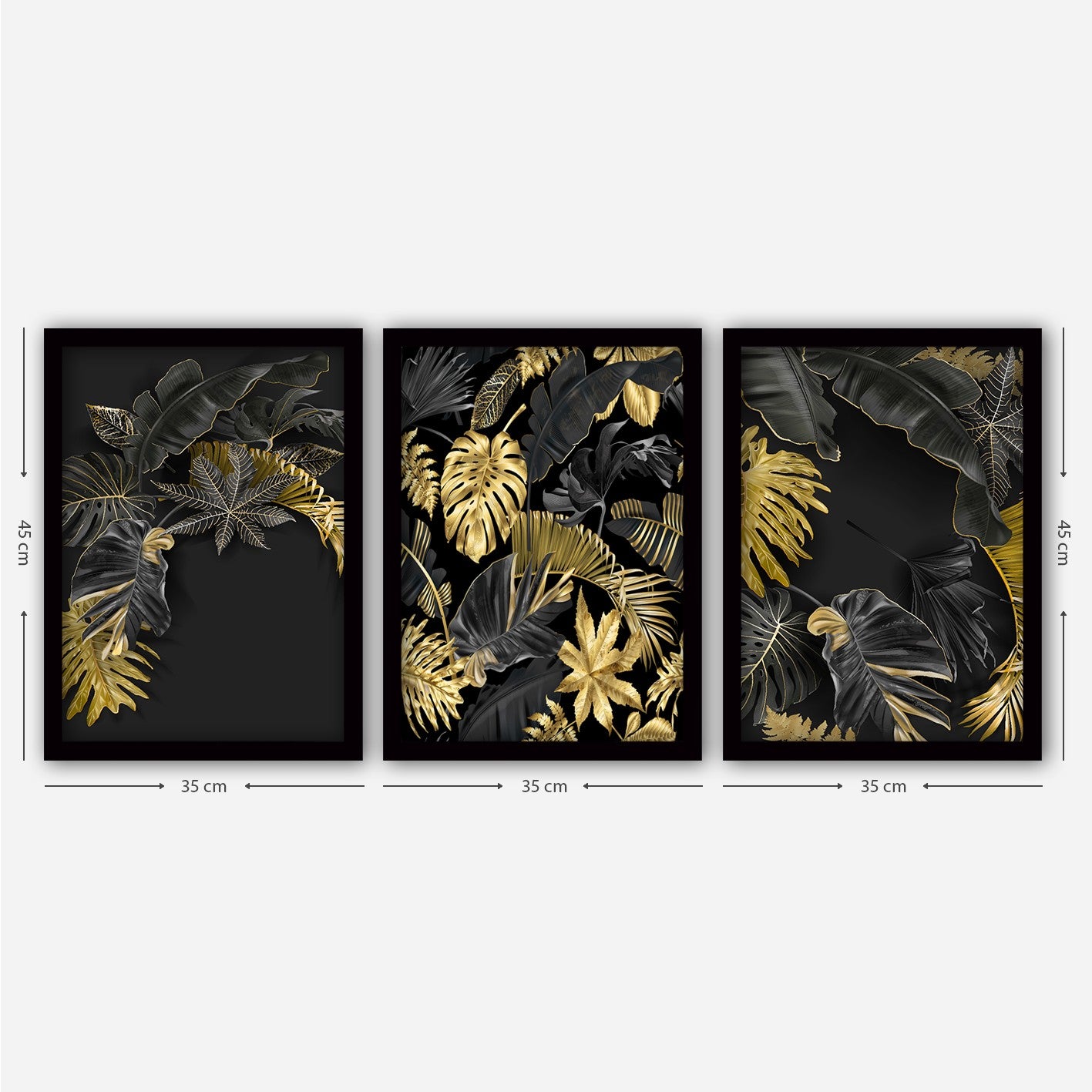 Pinturas Decorativas Elegantes em Moldura (3 Peças), 35 x 45 cm | 100% MDF, 2 cm de Espessura | Arte de Parede Elegante para Decoração de Casa e Escritório, Artista Anônimo