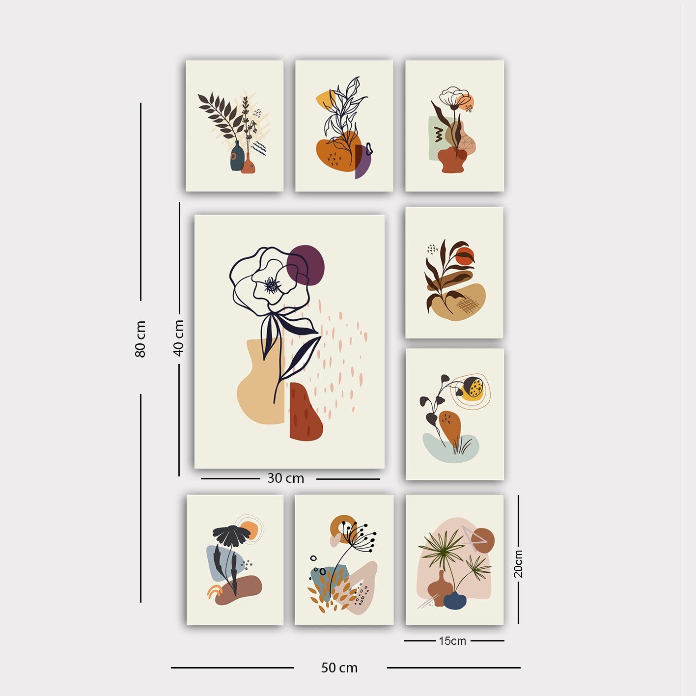 Quadro Decorativo MDF Multicolor - 9 Peças Premium