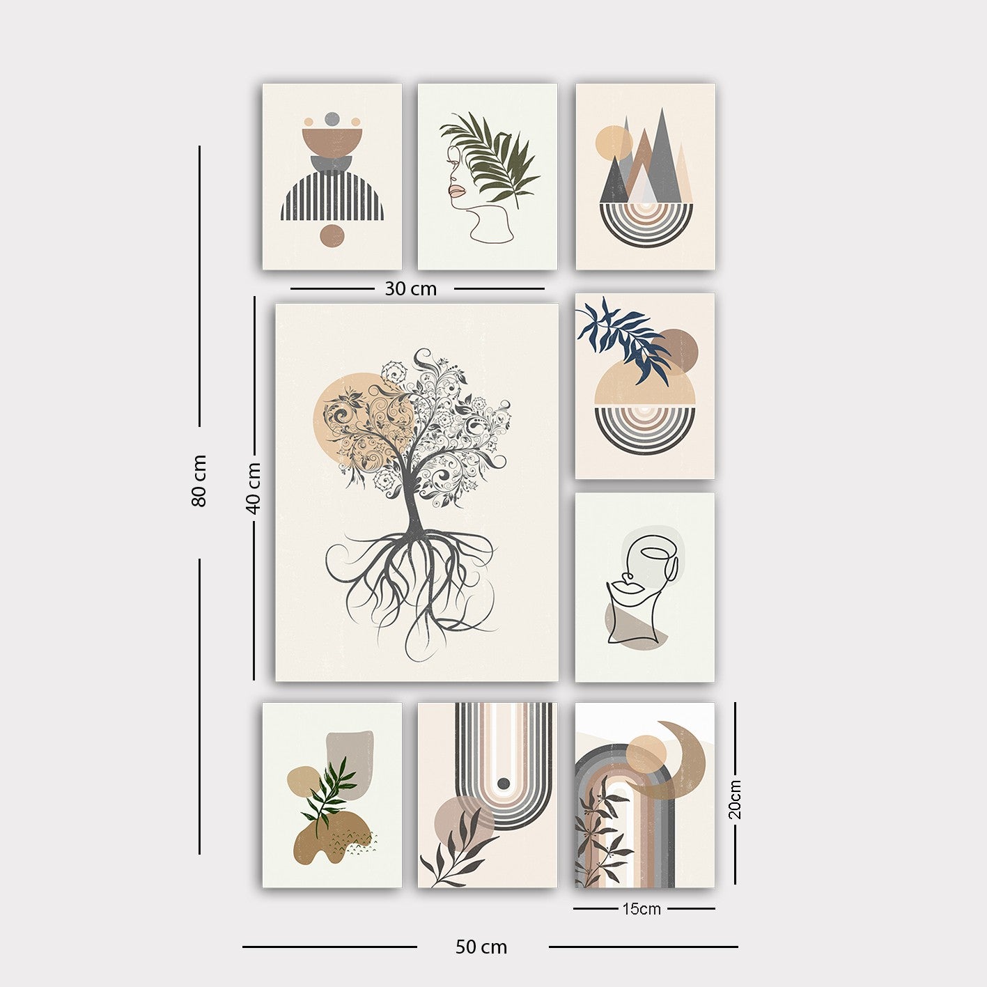 Conjunto Decorativo MDF 9 Peças Multicolor Premium