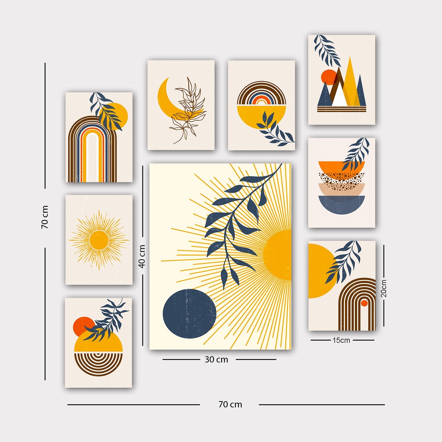 Quadro Decorativo MDF 9 Peças Multicolor - Arte Moderna Premium