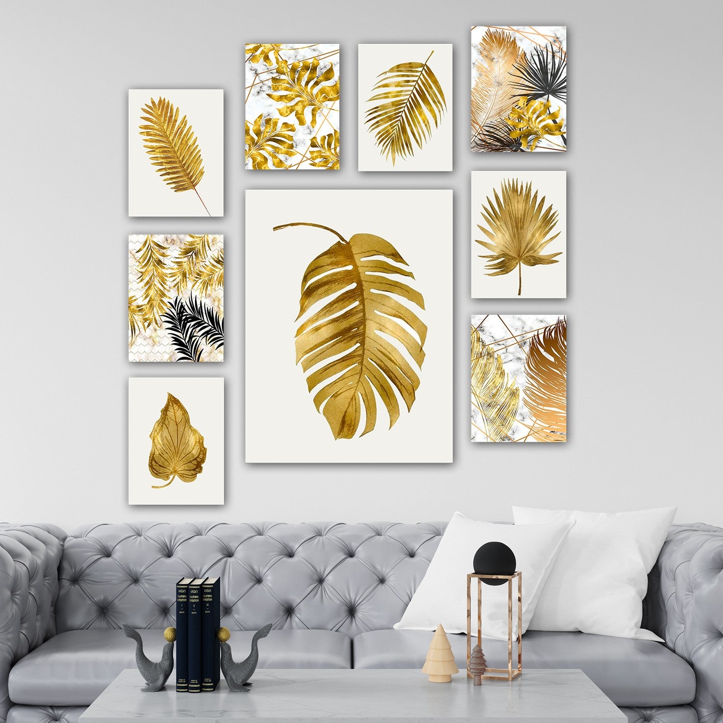 Quadro Decorativo MDF Multicolor 9 Peças - Composição Moderna