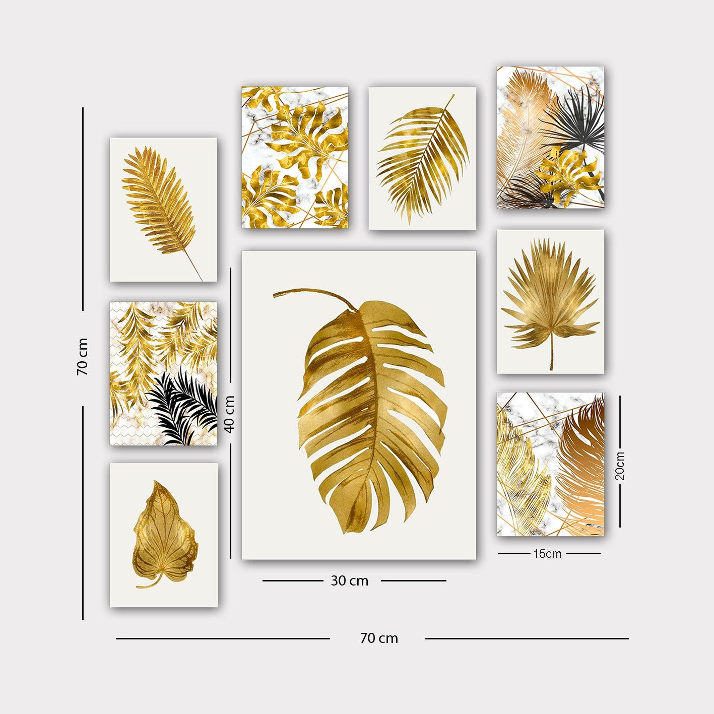 Quadro Decorativo MDF Multicolor 9 Peças - Composição Moderna