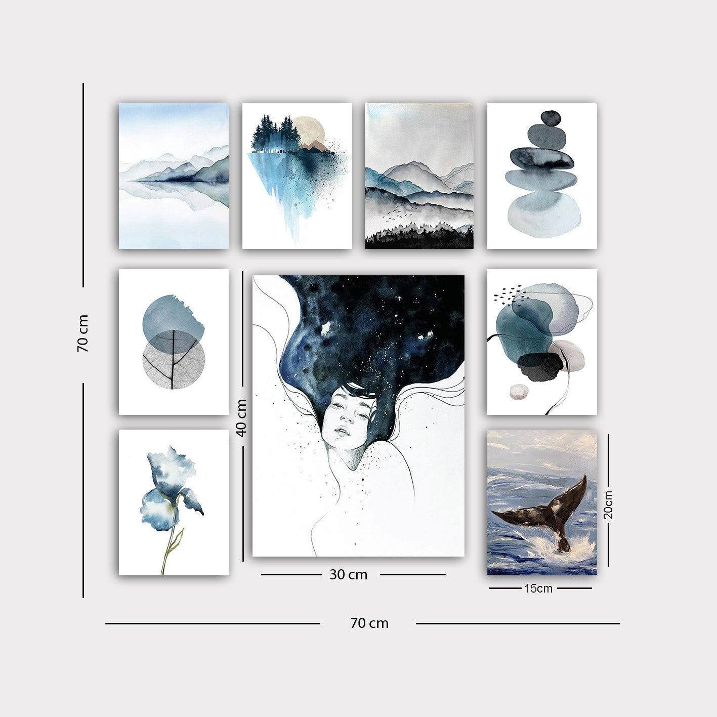 Quadro Decorativo MDF Multicolor 9 Peças - Arte Moderna Premium