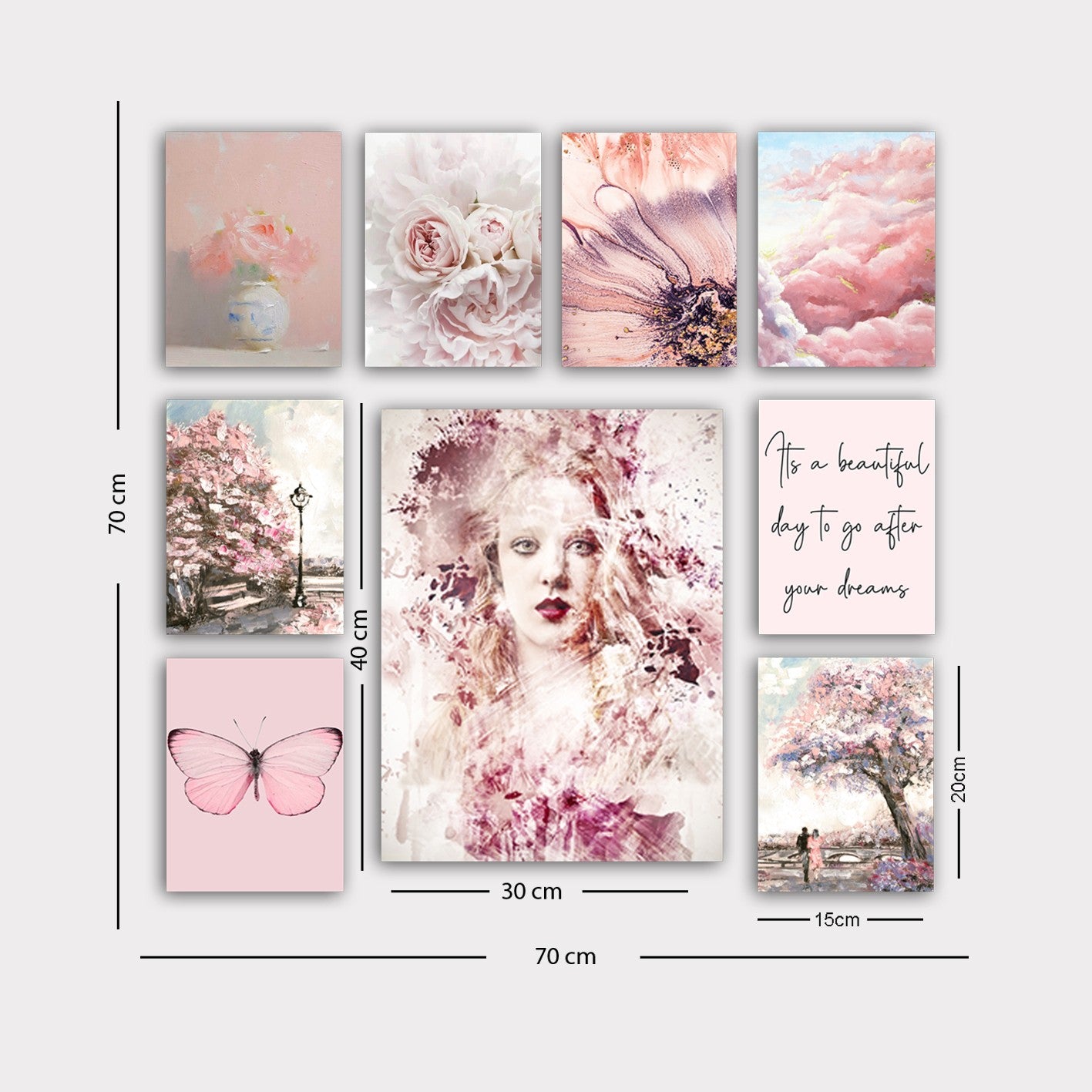 Quadro Decorativo MDF 9 Peças Multicolor Premium