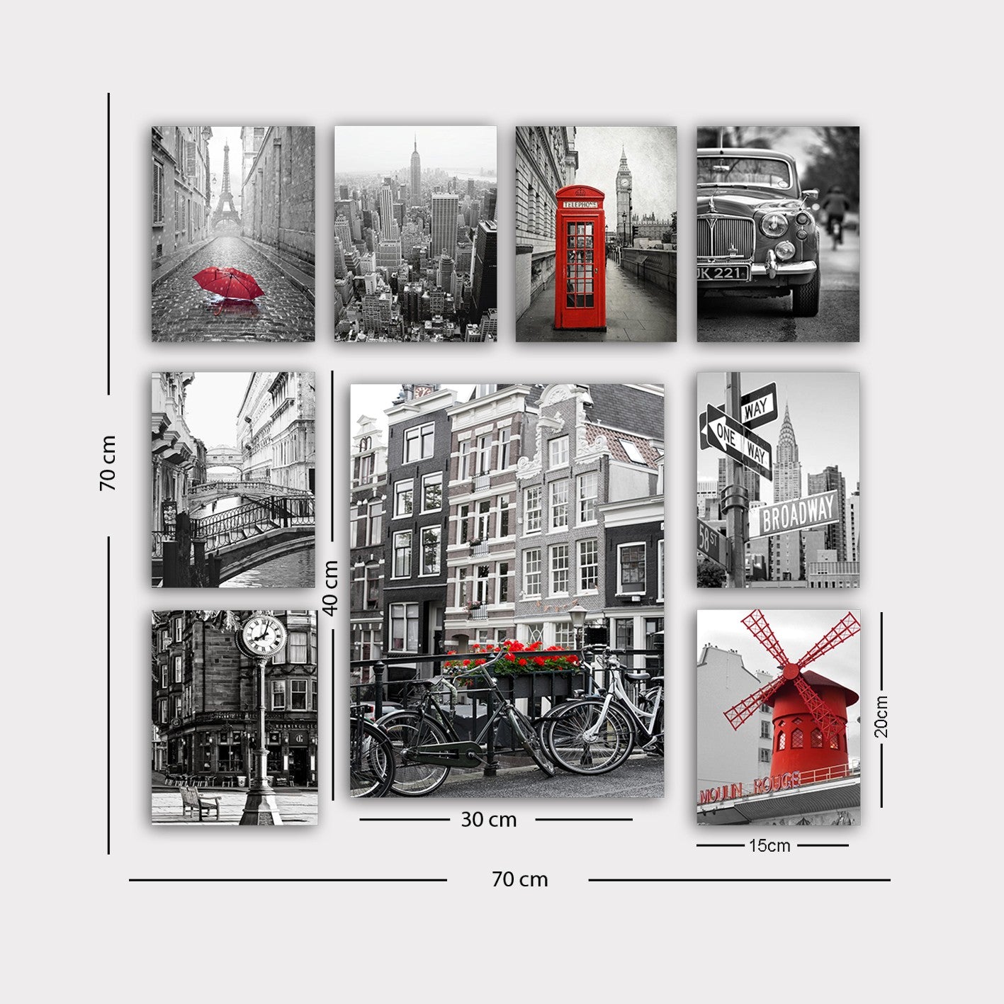 Quadro Decorativo MDF 9 Peças Multicolor - Arte Moderna Premium