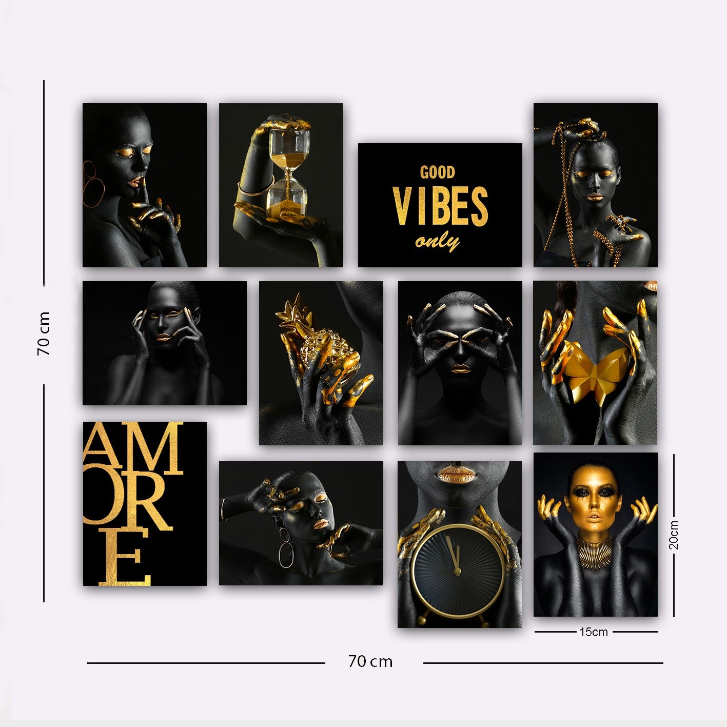 Conjunto 12 Quadros Decorativos MDF Multicolor Premium - 20x15cm