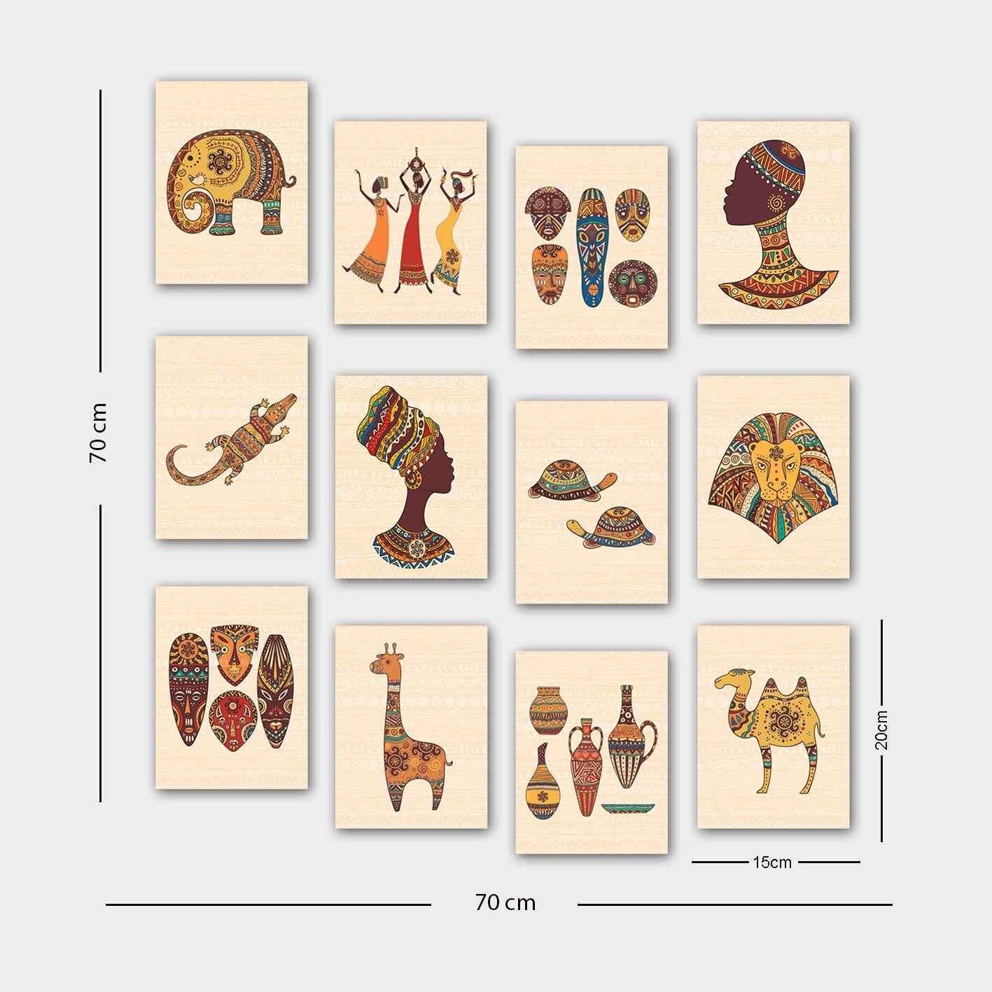 Conjunto 12 Quadros Decorativos MDF Multicolor - Arte Moderna