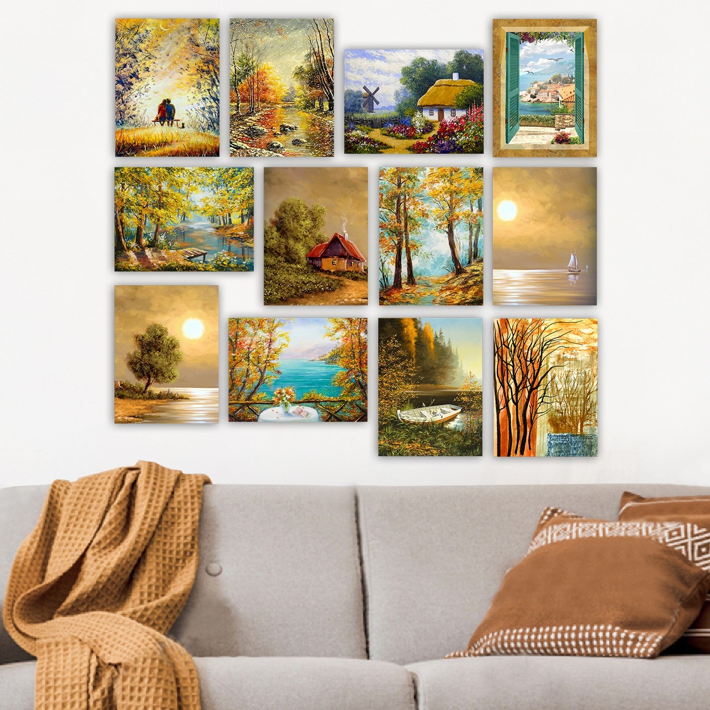 Conjunto Decorativo MDF Multicolor 12 Peças - Arte de Parede Premium