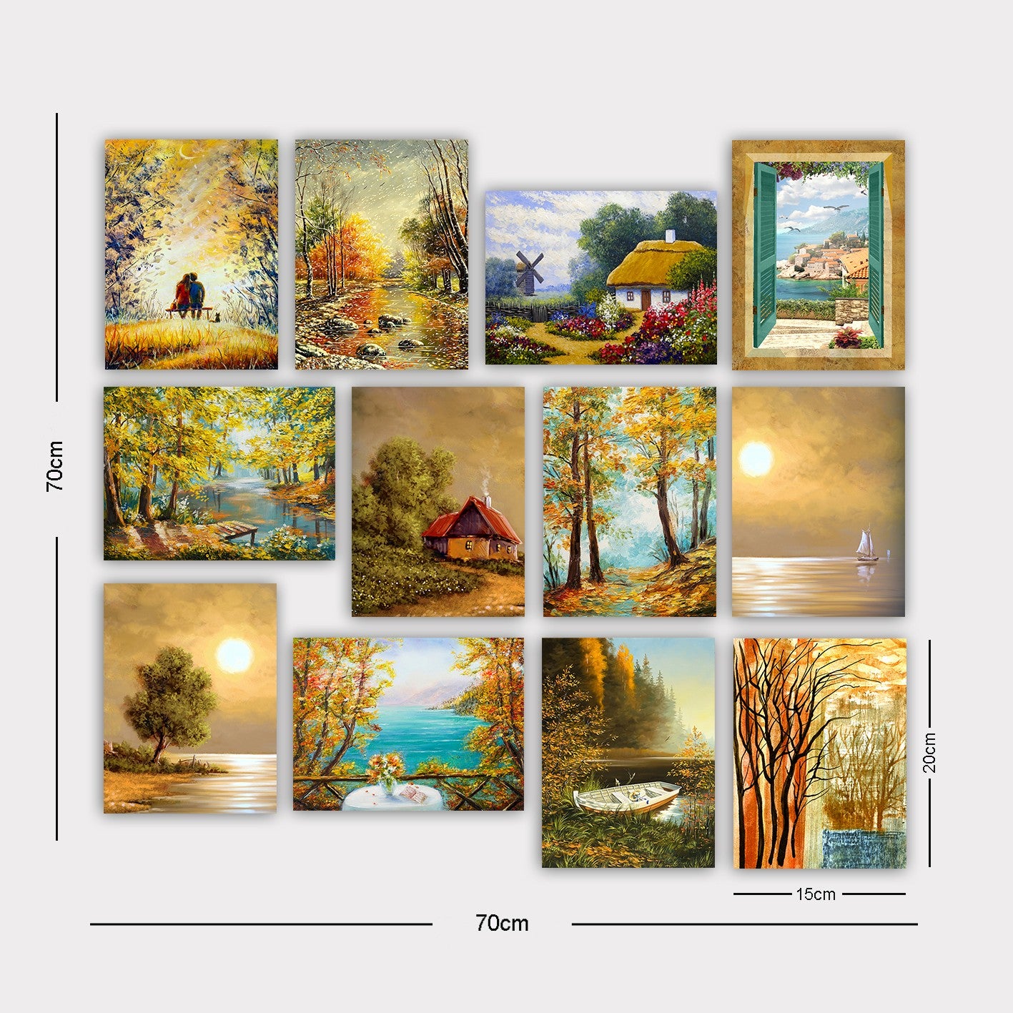 Conjunto Decorativo MDF Multicolor 12 Peças - Arte de Parede Premium