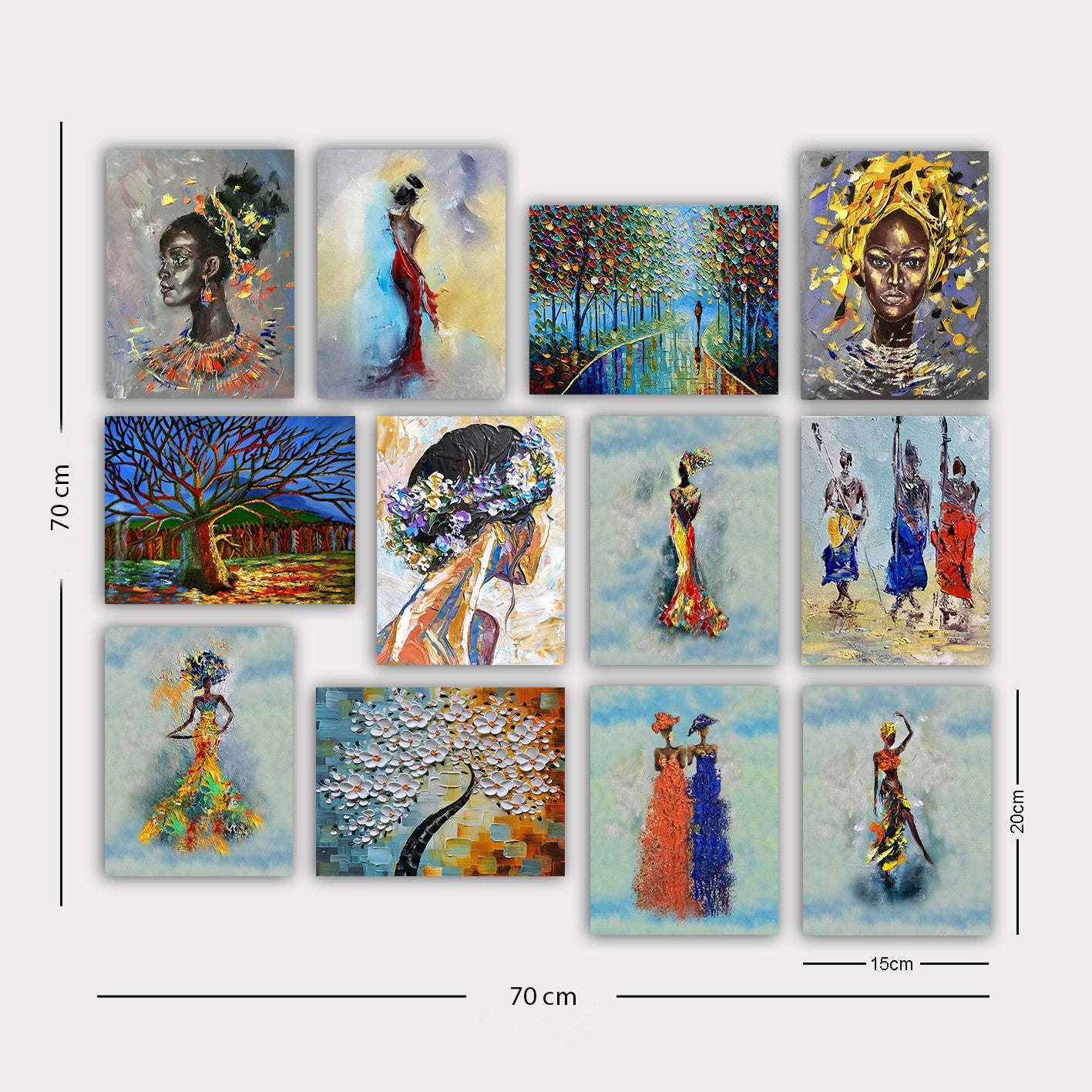 Conjunto 12 Quadros Decorativos MDF Multicolor Premium 20x15cm