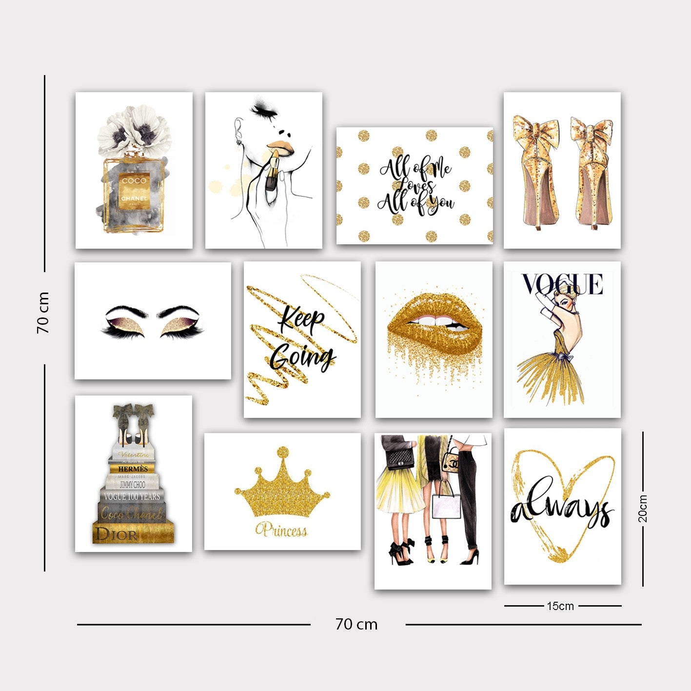 Conjunto Quadros MDF Decorativos 12 Peças Multicolor 20x15cm