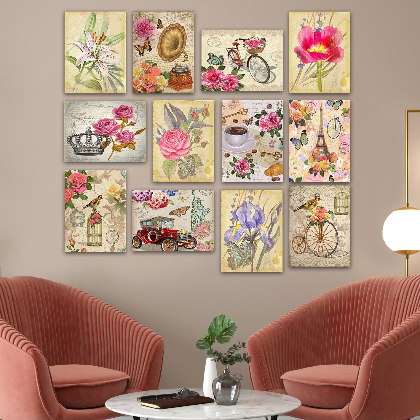 Conjunto Decorativo MDF Multicolor - 12 Peças Premium Arte Parede