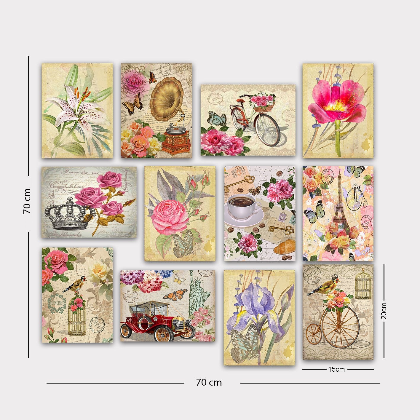 Conjunto Decorativo MDF Multicolor - 12 Peças Premium Arte Parede