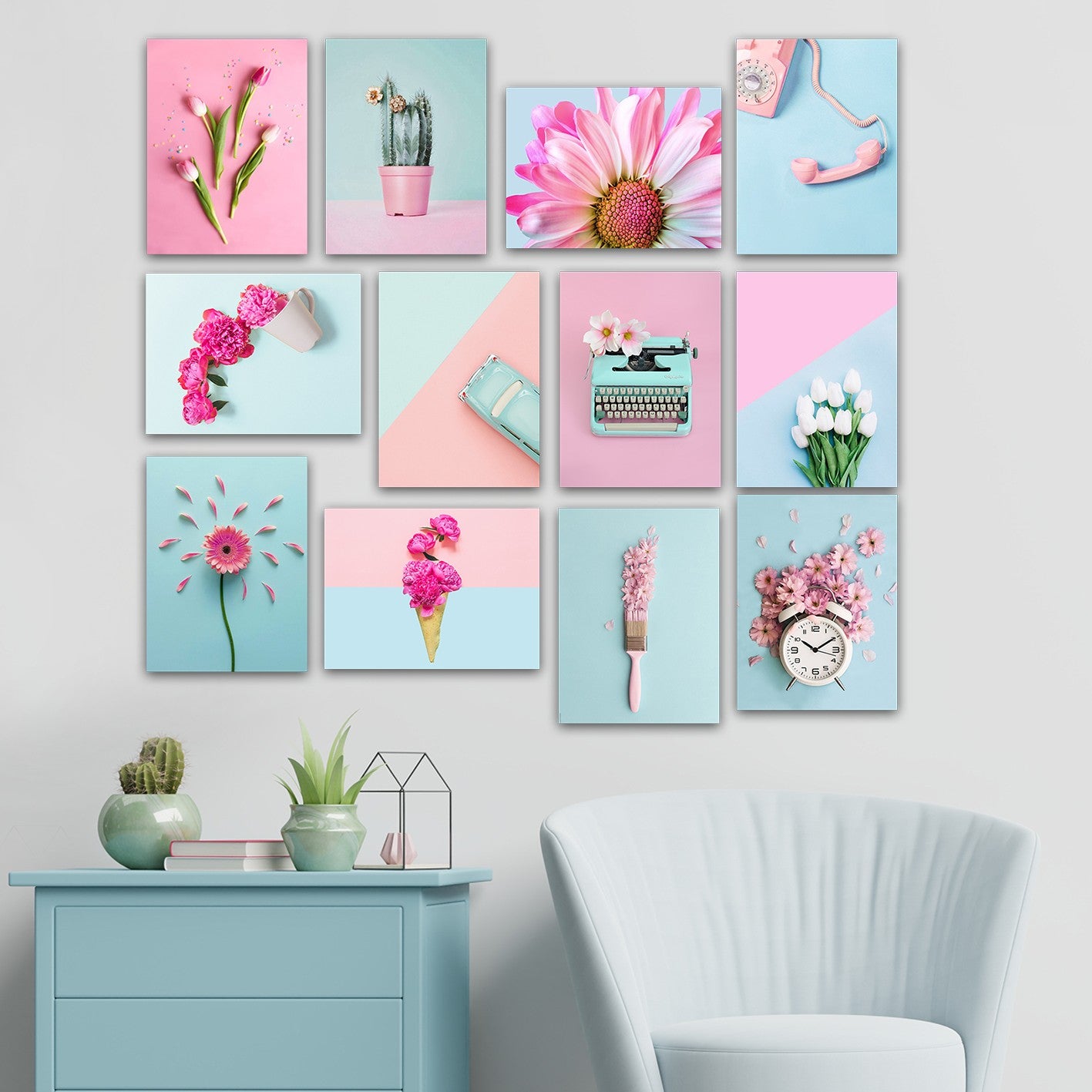 Conjunto Decorativo MDF 12 Peças Multicolor - Arte Moderna