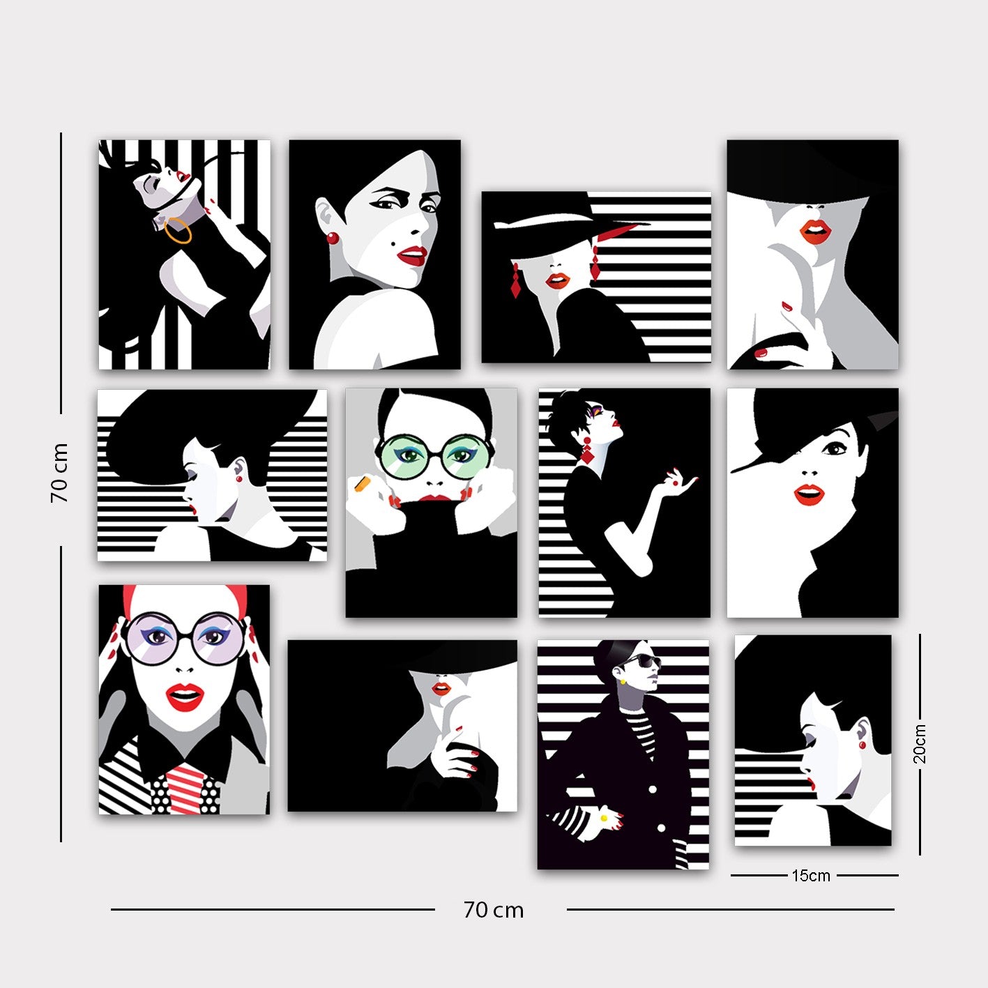 Conjunto 12 Quadros Decorativos MDF Multicolor Premium