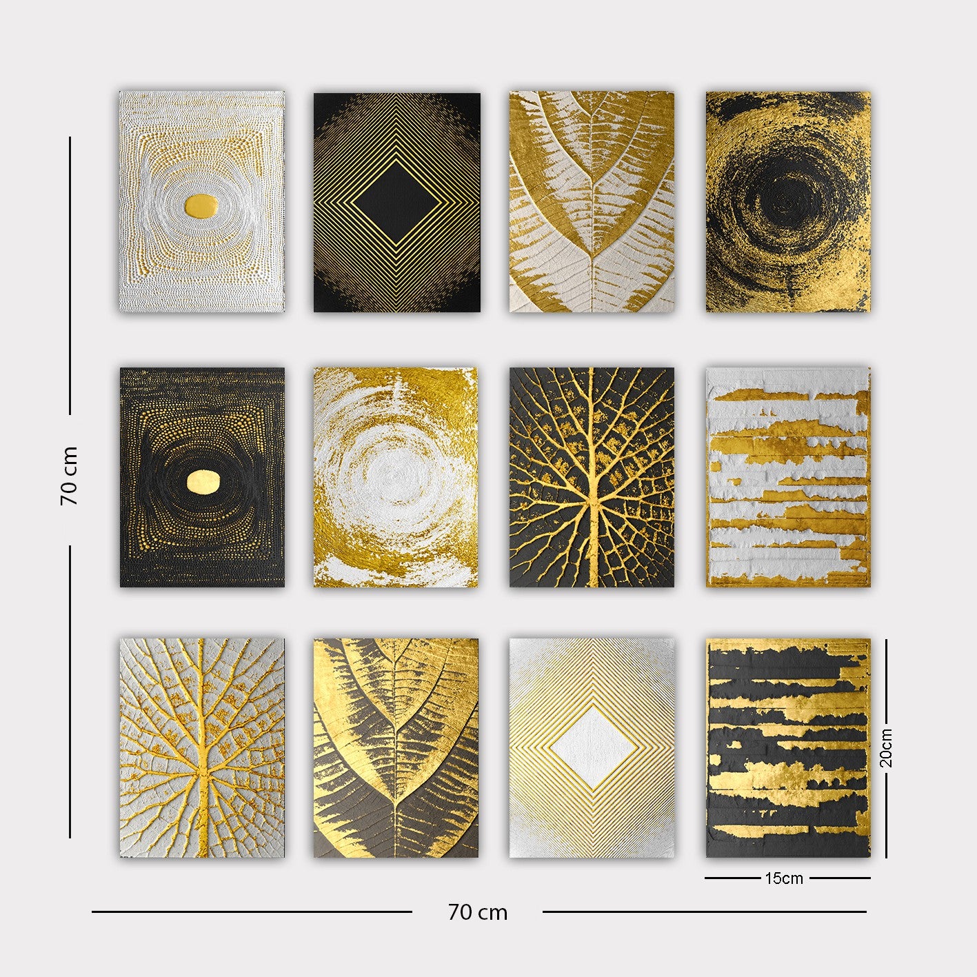 Conjunto de 12 pinturas decorativas em MDF, 20 x 15 cm | 100% MDF, 3 mm de espessura | Arte única para decoração de casa, toque de elegância para qualquer ambiente