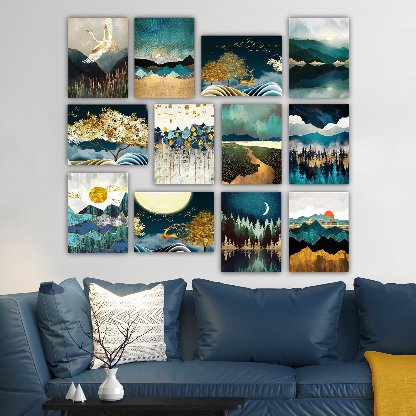 Conjunto de 12 pinturas decorativas em MDF, 20 x 15 cm | 100% MDF, 3 mm de espessura | Arte única para decoração de casa, toque de elegância para qualquer ambiente