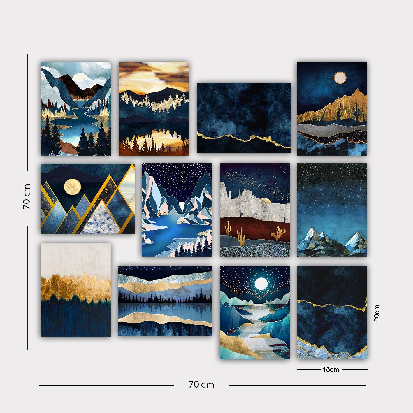 Conjunto Quadros Decorativos MDF Multicolor - 12 Peças Premium