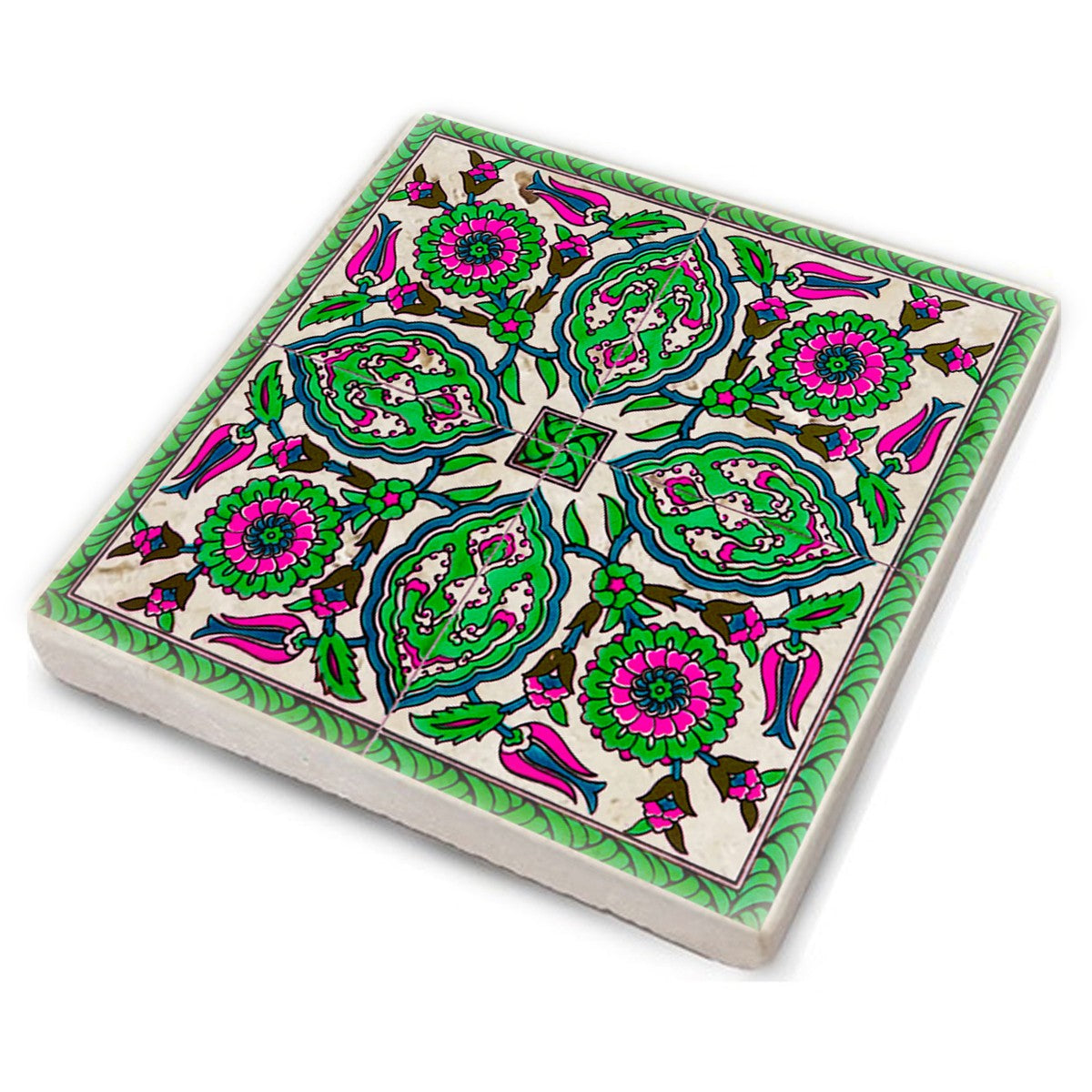 Tapete de vidro em pedra natural – 10 x 10 x 1 cm – Multicolorido