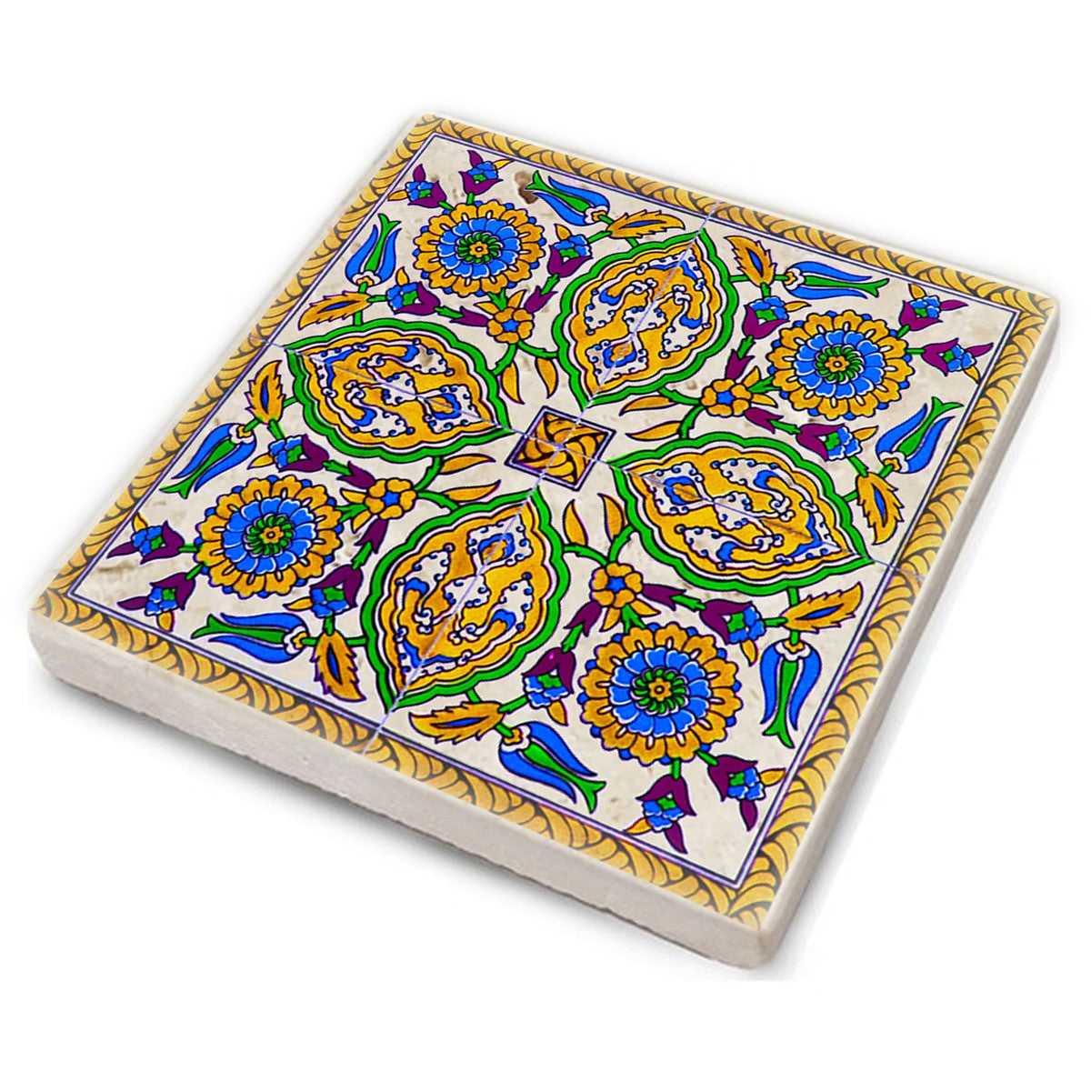 Tapete de vidro – 10 x 10 x 1 cm – Multicolorido – Pedra 100% natural