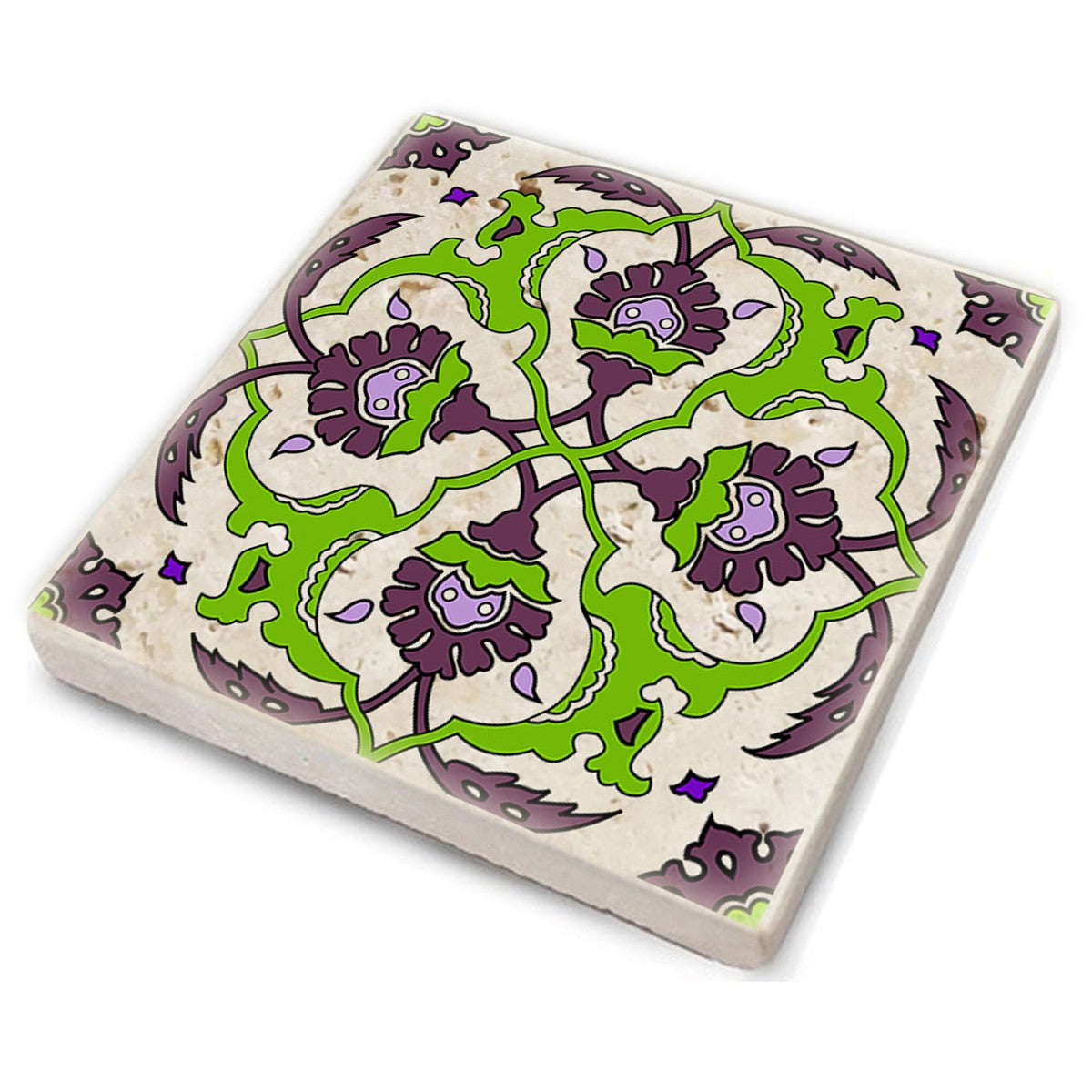 Tapete de vidro – 10 x 10 x 1 cm – Multicolorido – Pedra 100% natural