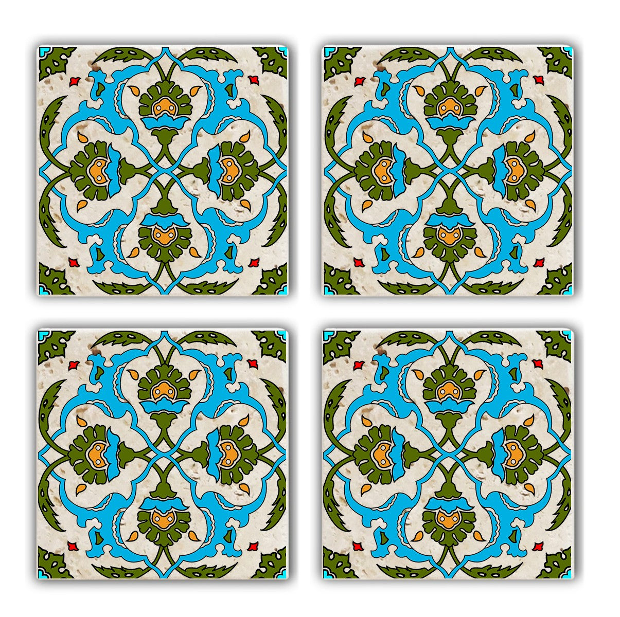 Tapete de vidro em pedra natural – 10 x 10 x 1 cm – Multicolorido