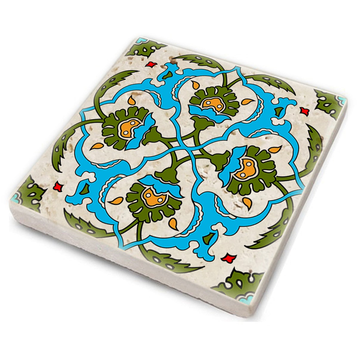 Tapete de vidro em pedra natural – 10 x 10 x 1 cm – Multicolorido