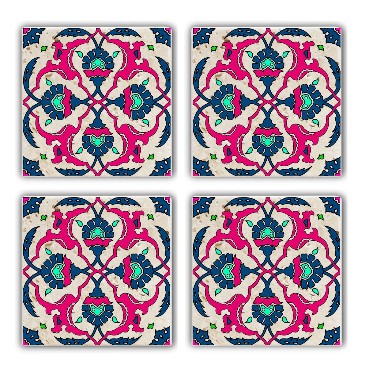 Tapete de Vidro em Pedra Natural – 10 x 10 x 1 cm – Multicolorido