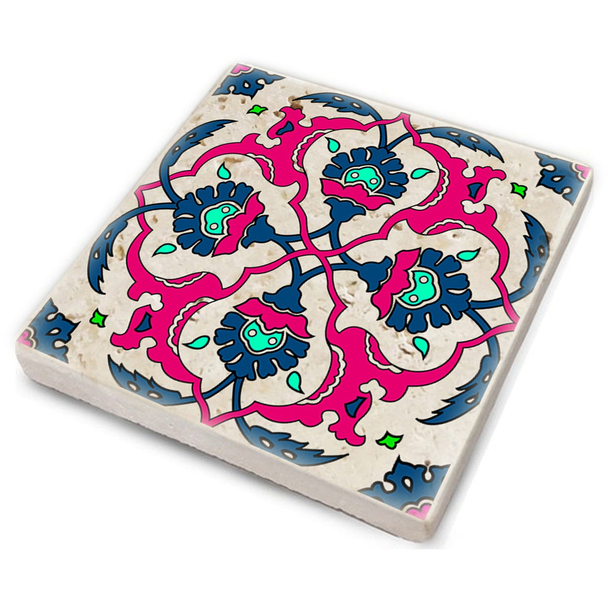 Tapete de Vidro em Pedra Natural – 10 x 10 x 1 cm – Multicolorido