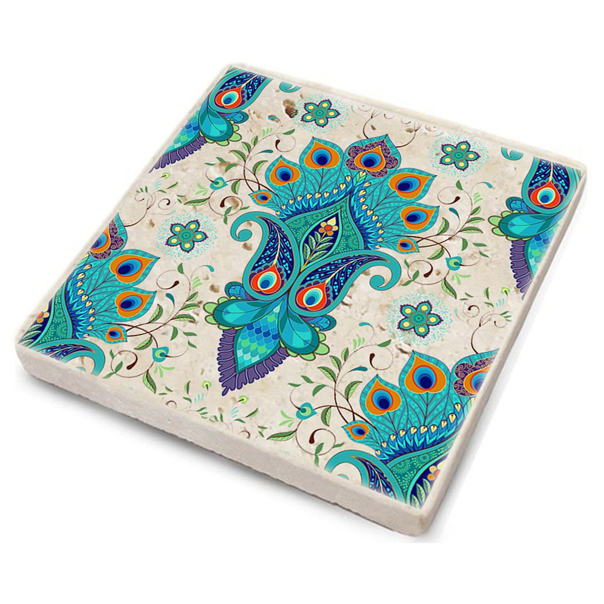 Tapete de vidro – 10 x 10 x 1 cm – Multicolorido – Pedra 100% natural