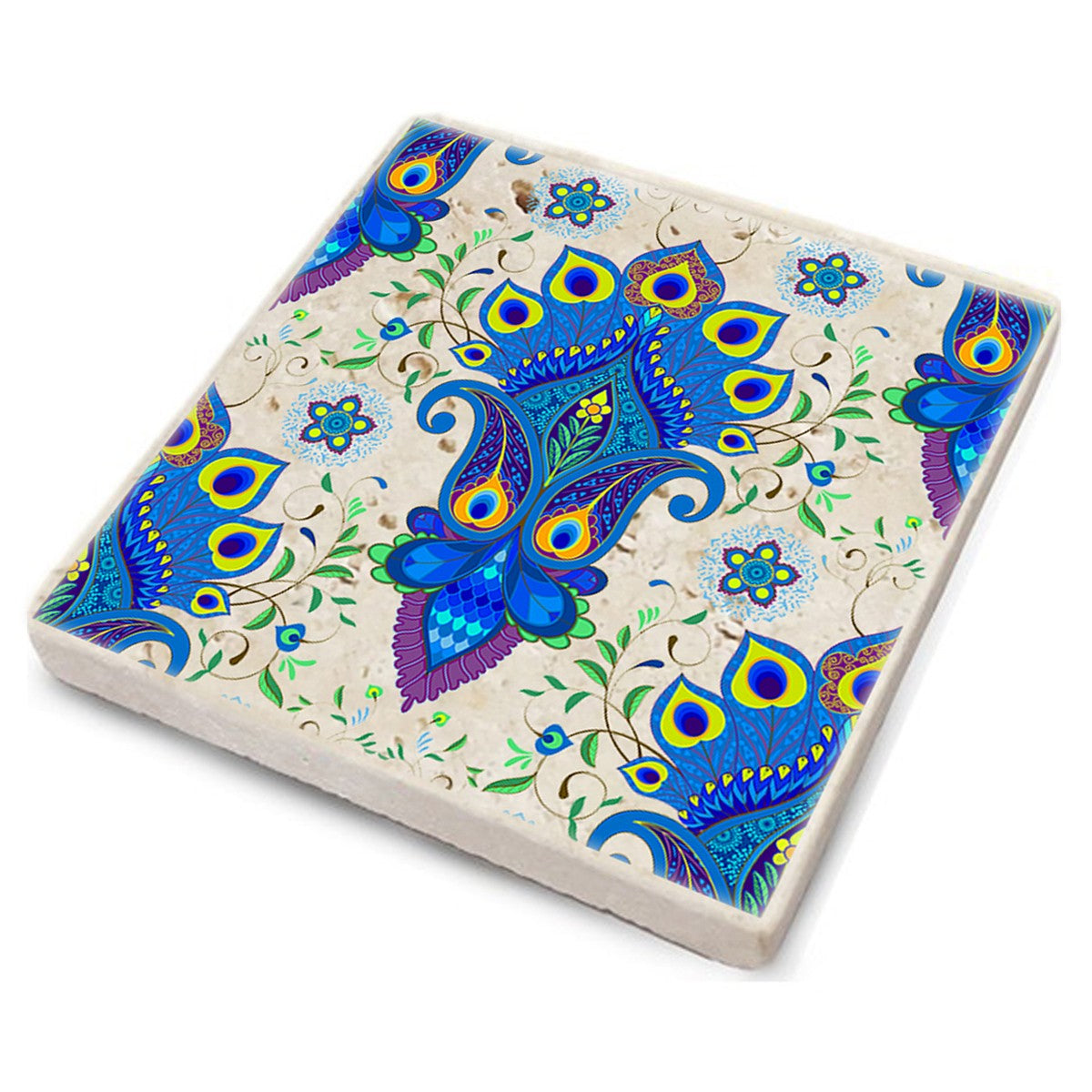 Tapete de vidro – 10 x 10 x 1 cm – Multicolorido – Pedra natural