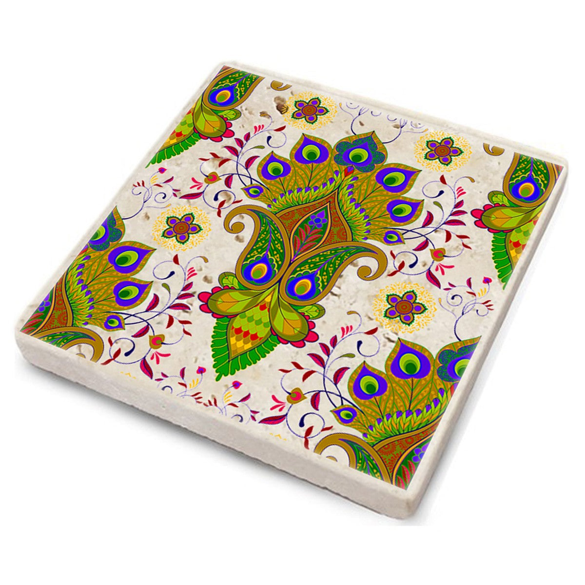 Tapete de vidro em pedra natural (4 peças) – 10 x 10 x 1 cm – Multicolorido