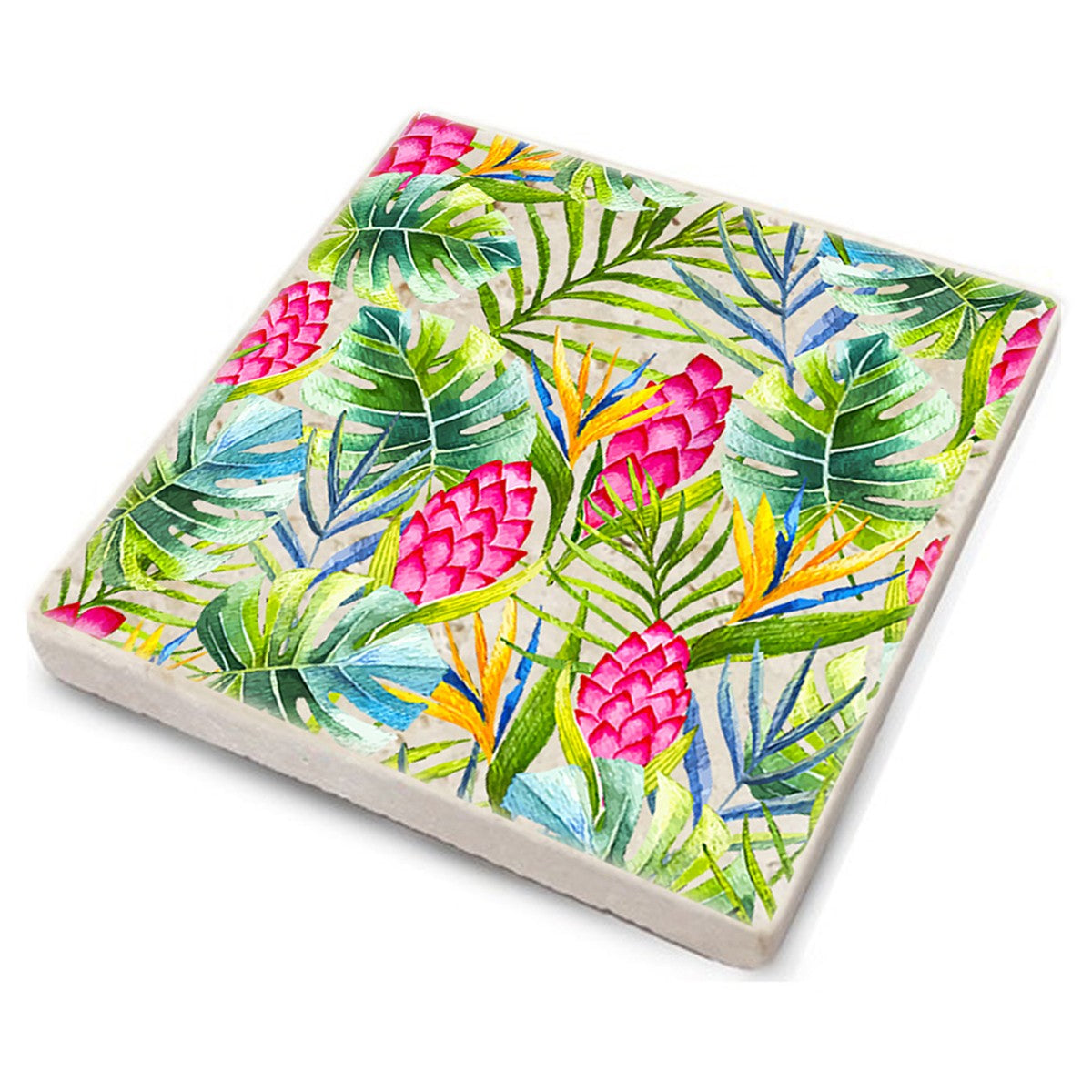 Tapete de vidro em pedra natural – 10 x 10 x 1 cm – Multicolorido