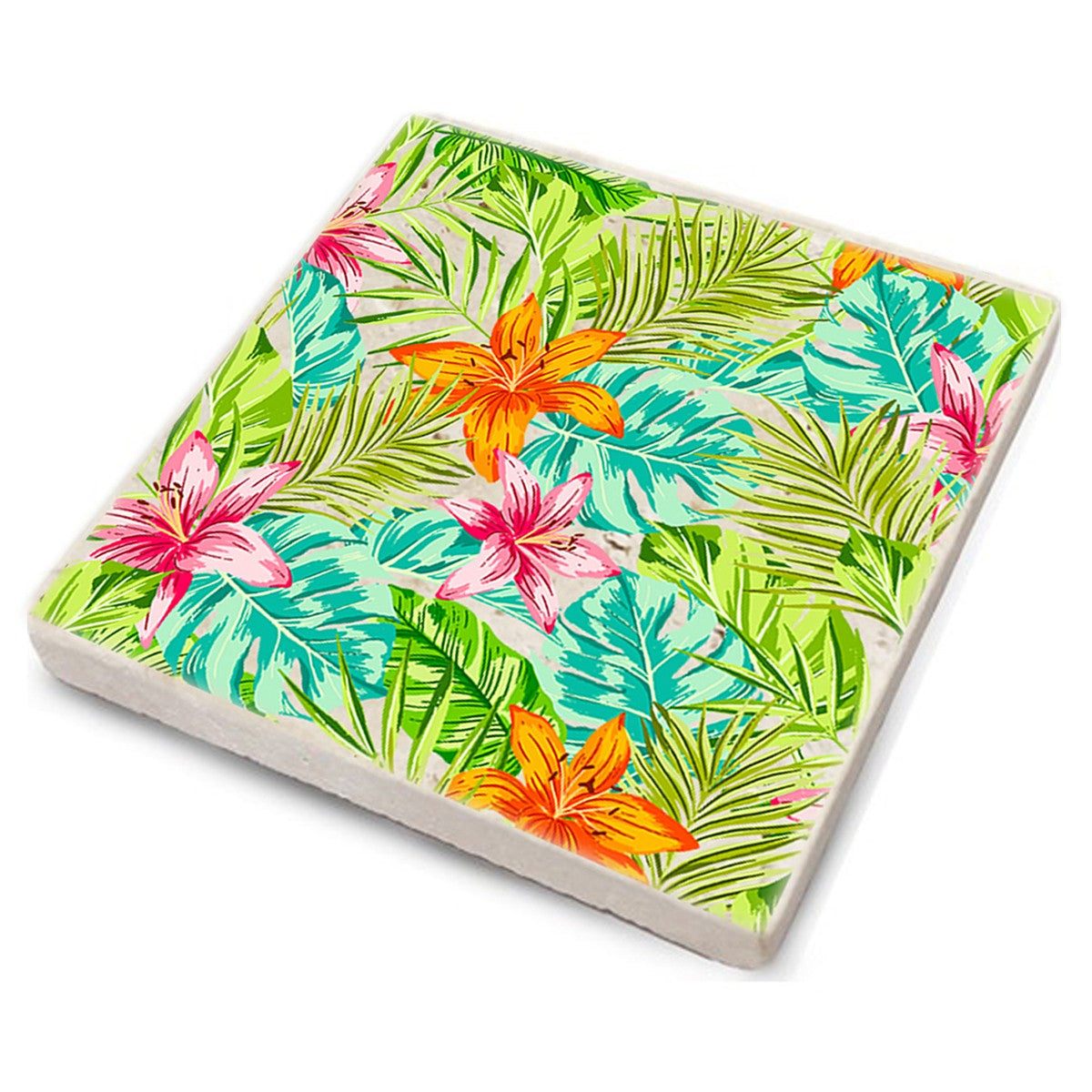 Tapete de vidro em pedra natural – 10 x 10 x 1 cm – Multicolorido