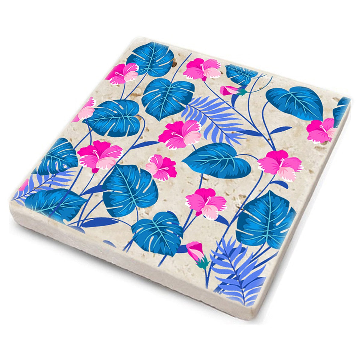 Tapete de vidro em pedra natural – 10 x 10 x 1 cm – Multicolorido