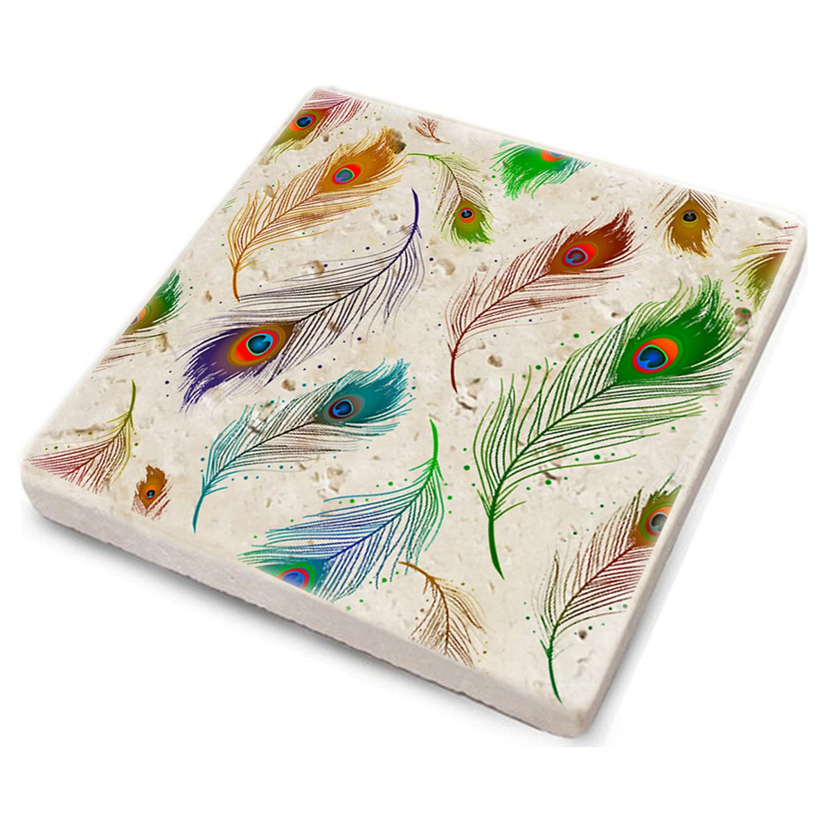 Tapete de vidro – 10 x 10 x 1 cm – Multicolorido – Pedra 100% natural