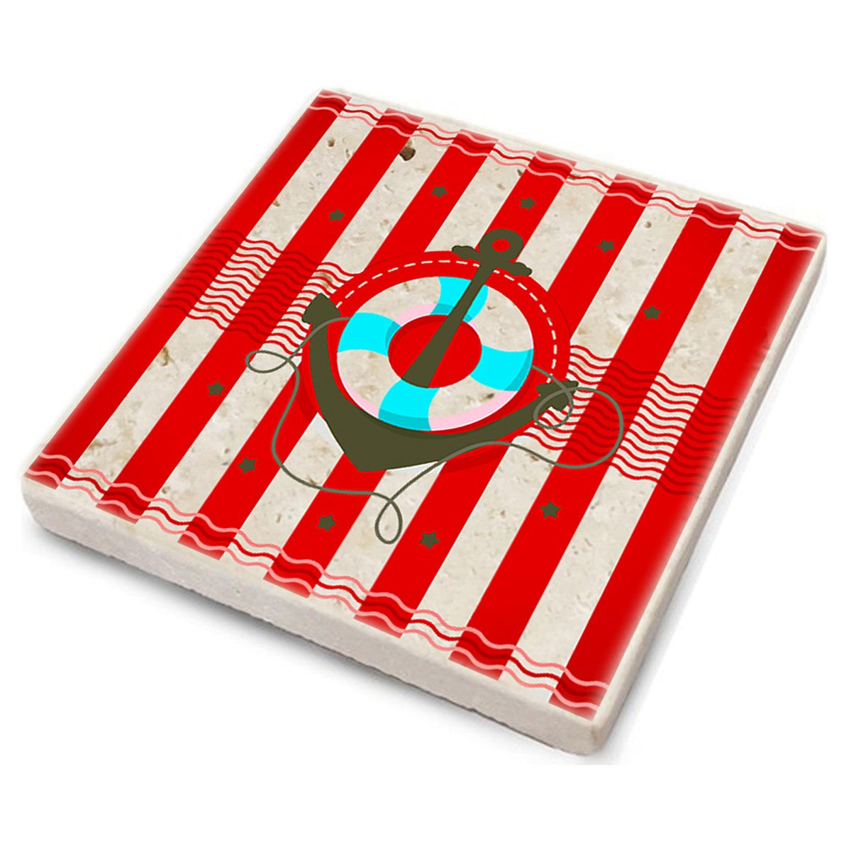 Tapete de vidro (4 peças) – 10 x 10 x 1 cm – Multicolorido – Pedra natural