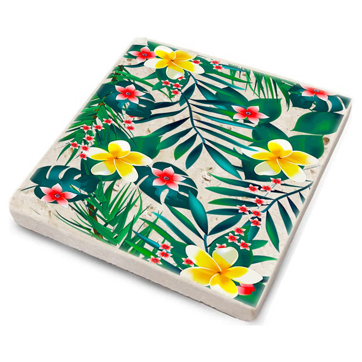 Tapete de vidro em pedra natural – 10 x 10 x 1 cm – Multicolorido