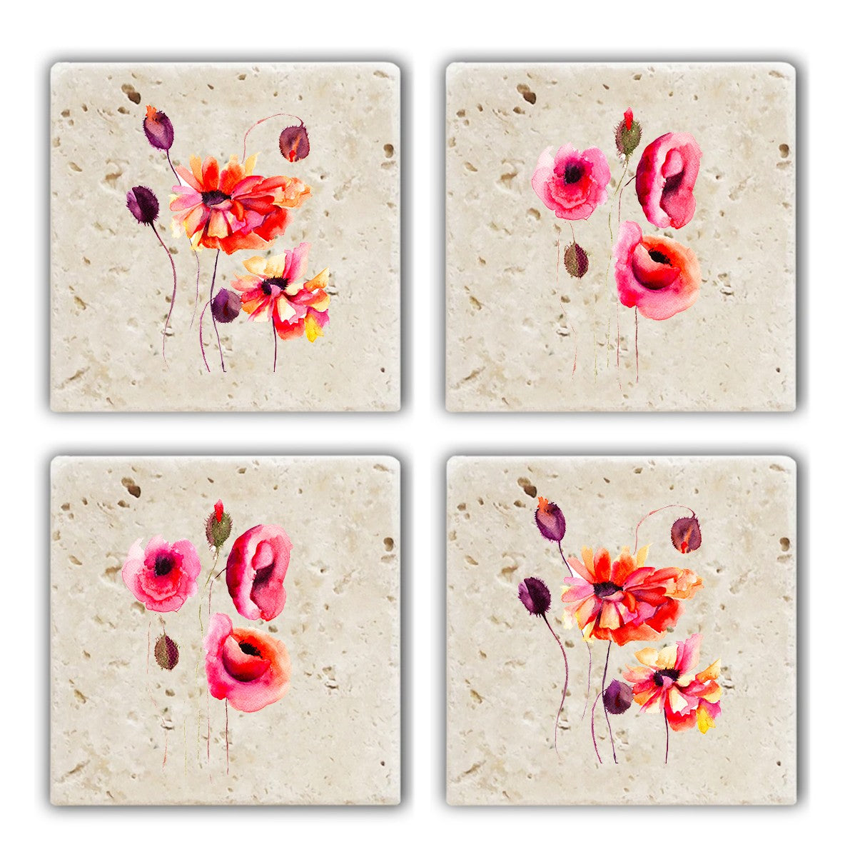 Tapete de vidro – 10 x 10 x 1 cm – Multicolorido – Pedra 100% natural